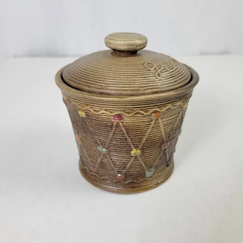 Vintage‎ Tilso Japan Fiesta Dot Pattern Ceramic Grease Jar